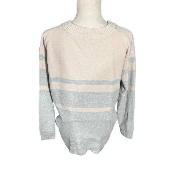 Toad & Co Plateau LS Crew Grey & Blush Striped Lambswool Nylon Mix Sweater Sz L - Picture 6 of 12